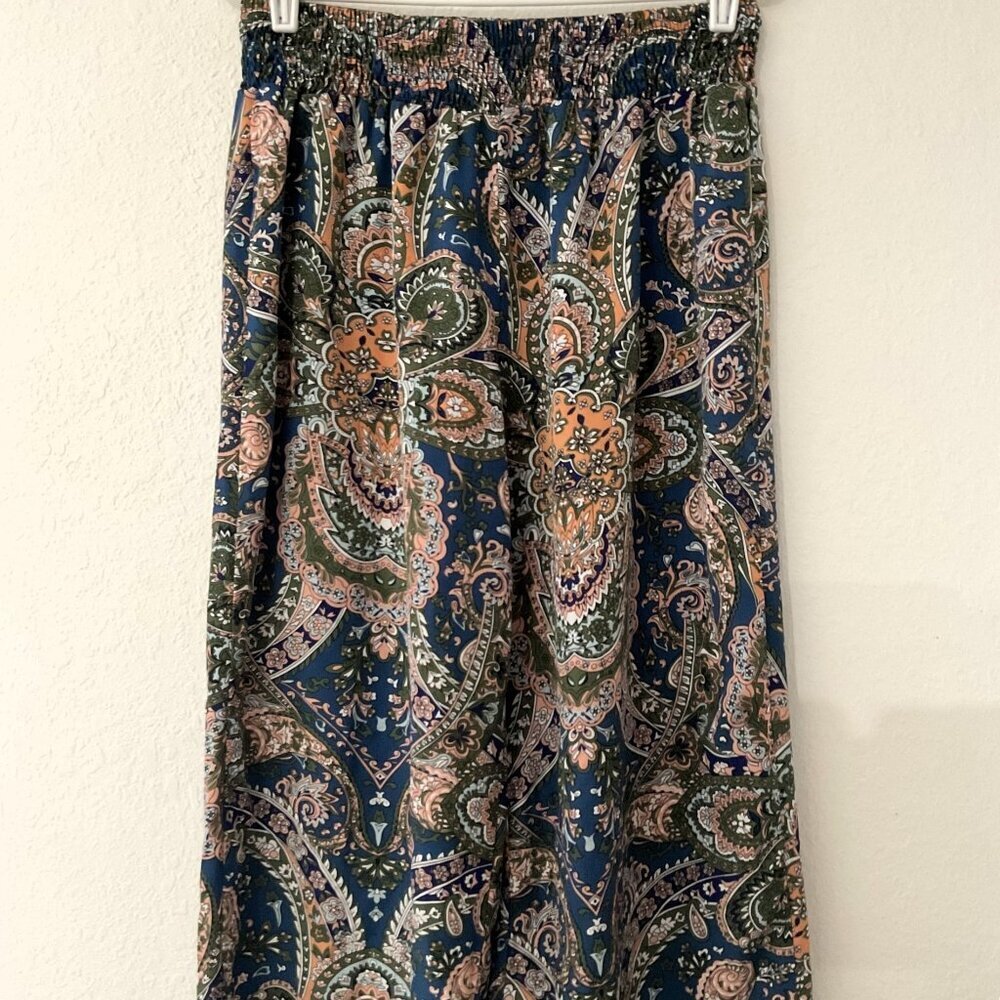 BOHO WIDE LEG PANTS TROUSERS ELASTIC WAIST LIKE NEW - Picture 3 of 15